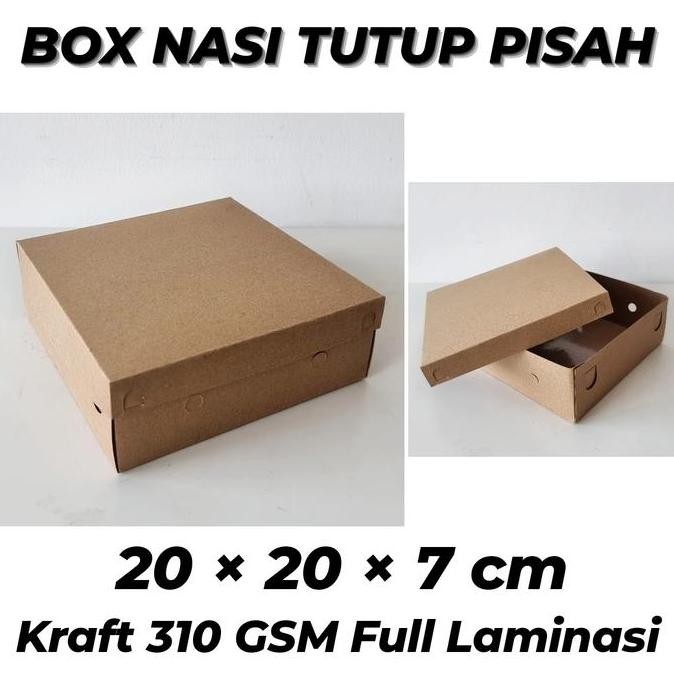 BOX CATERING TUTUP PISAH FULL LAMINASI 20x20x7 / DUS NASI KOTAK