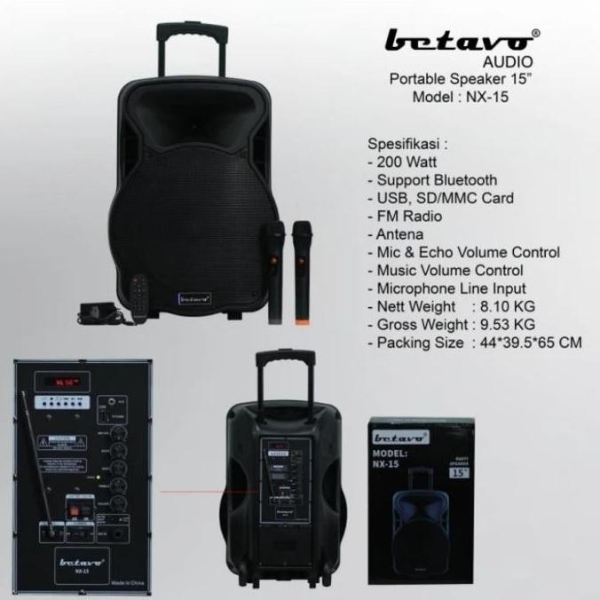 Speaker Portable 15 Inch Betavo NX 15 ORIGINAL BETAVO