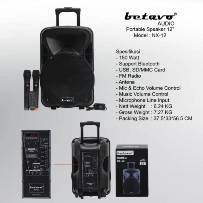 Speaker Portable 12 Inch Betavo NX 12 ORIGINAL BETAVO