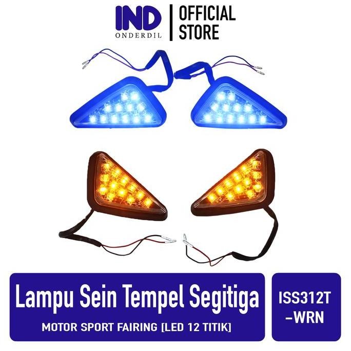 Lampu Sein-Sen Ritting-Riting Tempel Segitiga Set Biru Motor Fairing
