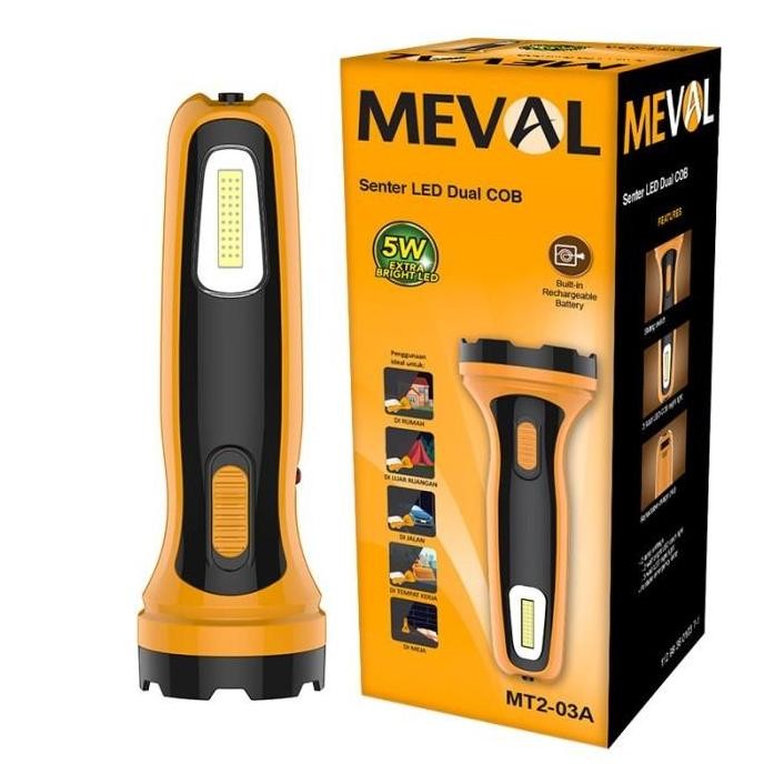 jhonxie- Meval Senter LED 5 Watt Dual COB Putih Center MT2-03A Lampu Emergency