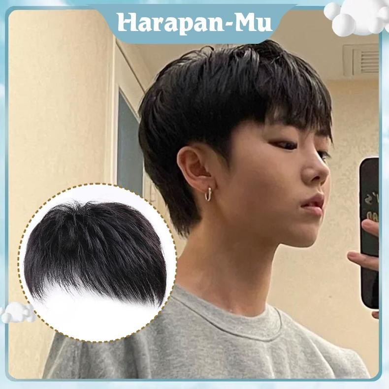 ZYUNJI- Wig Pria Pendek Rambut Asli Korea Rambut Palsu Pria Botak