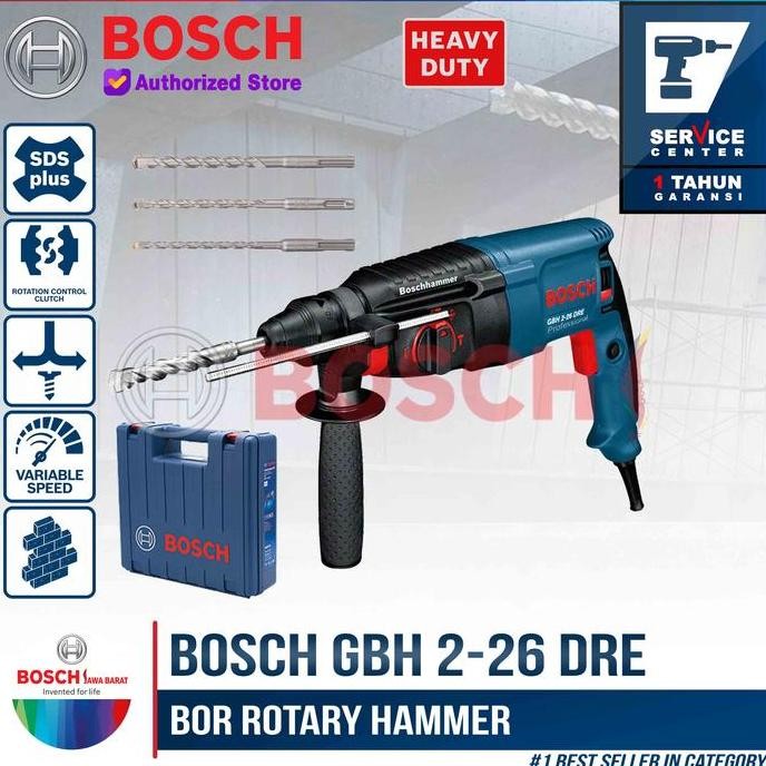 jhonxie- Bosch Bor Hammer Rotary SDS GBH 2-26 DRE 26MM 800 Watt Mesin Bor Beton
