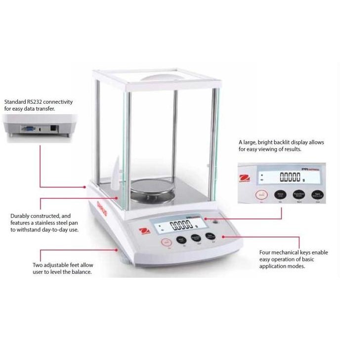 NERACA ANALITIK DIGITAL OHAUS PR224/E (0.0001GRAM) + PACKING KAYU ORIGINAL DAN TERPERCAYA