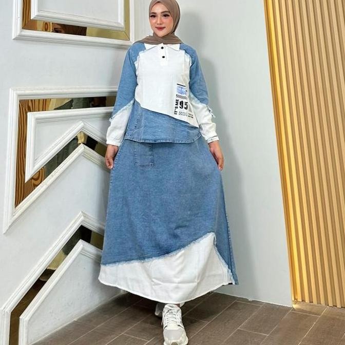 Riyuka One Set Jeans Fashion Muslim Wanita Kekinian
