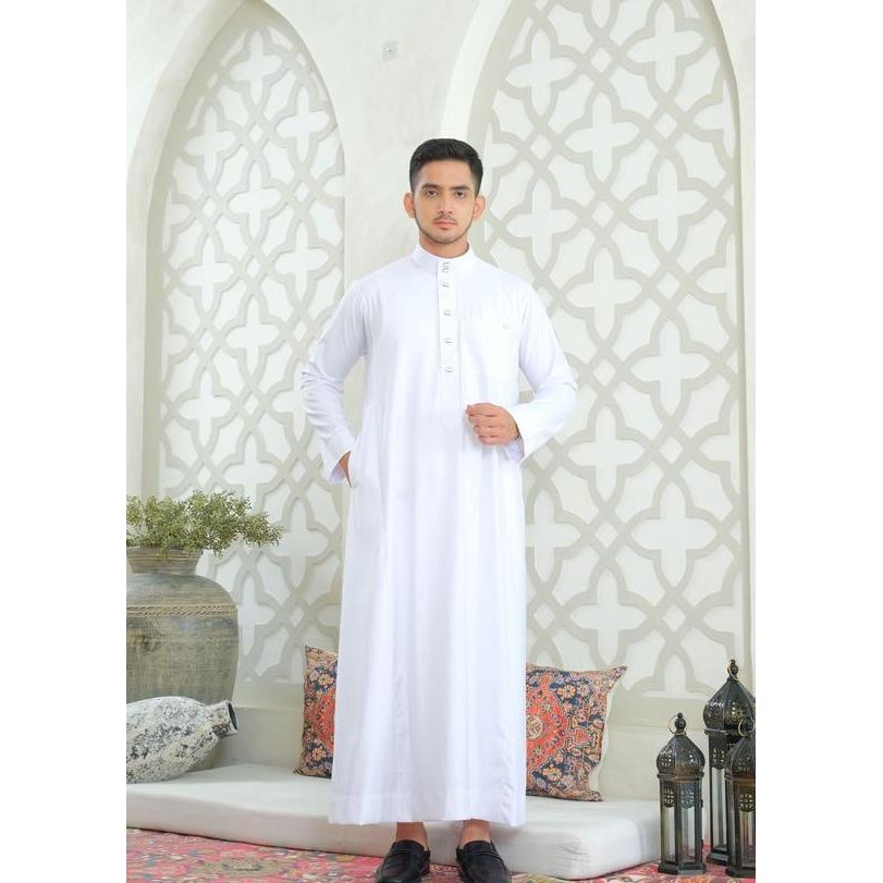 Al Haramain Series Semi Wol Thobe Hassan Jubah Gamis Pria Dewasa 2419787980 Putih