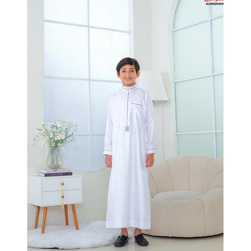 Al Haramain Jubah Gamis Pria Remaja Dewasa Slimfit H 006 Jubah Al Haramain Putih