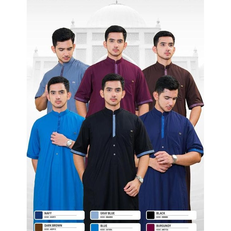 Al Haramain Jubah Gamis Pria Remaja Dewasa Resleting H 006 Hitam Abu Tua Coklat Tua