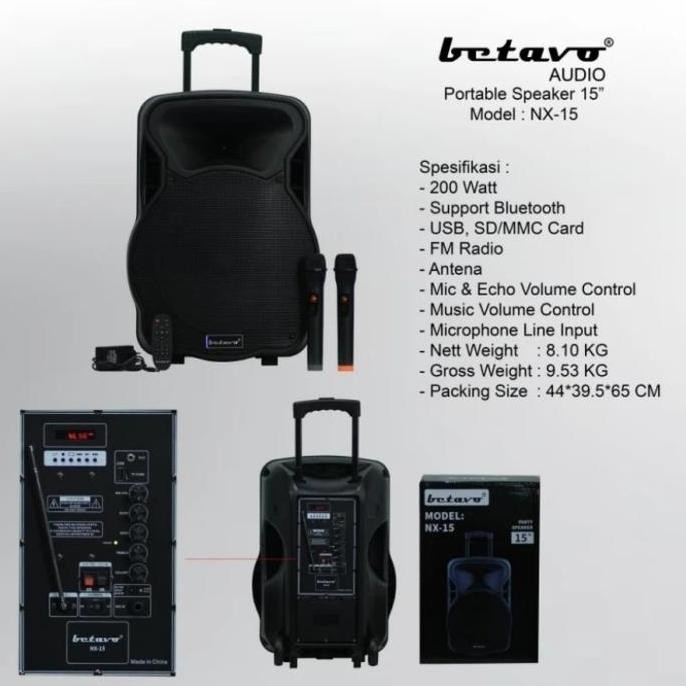 NEW Speaker Portable 15 Inch Betavo NX 15 ORIGINAL BETAVO