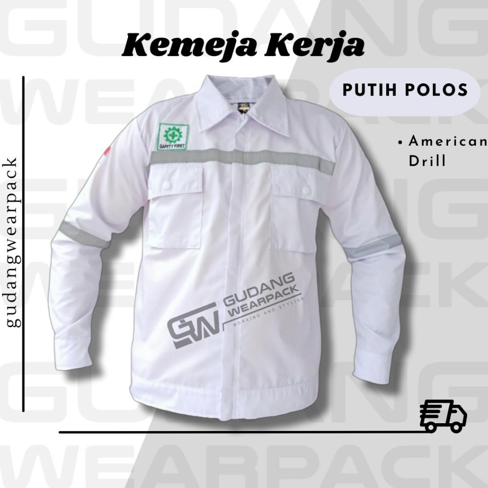 Ready WEARPACK ATASAN Gudang Wearpack - Baju Kerja Seragam Proyek Warna PUTIH POLOS