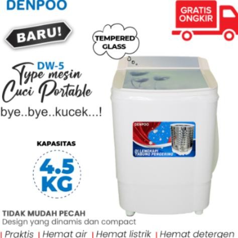 EDELWEIS- MESIN CUCI PORTABLE DENPOO DW-5 KAPASITAS 4,5 KG MESIN CUCI MINI TERBARU DAN SUPER HEMAT L