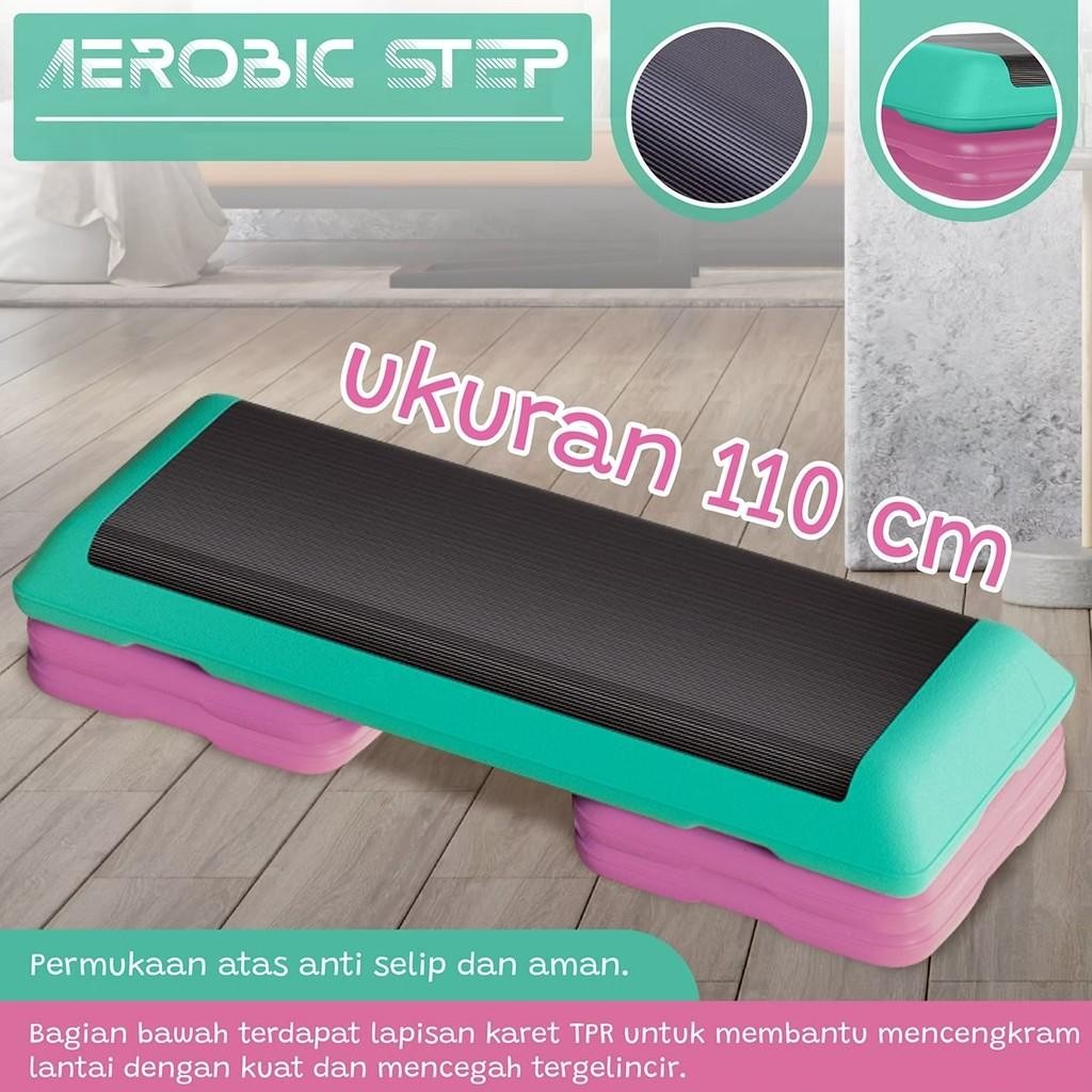 Aerobic Step Papan Senam Anti Slip Adjustable Alat Olahraga Tinggi Bisa Disesuaikan