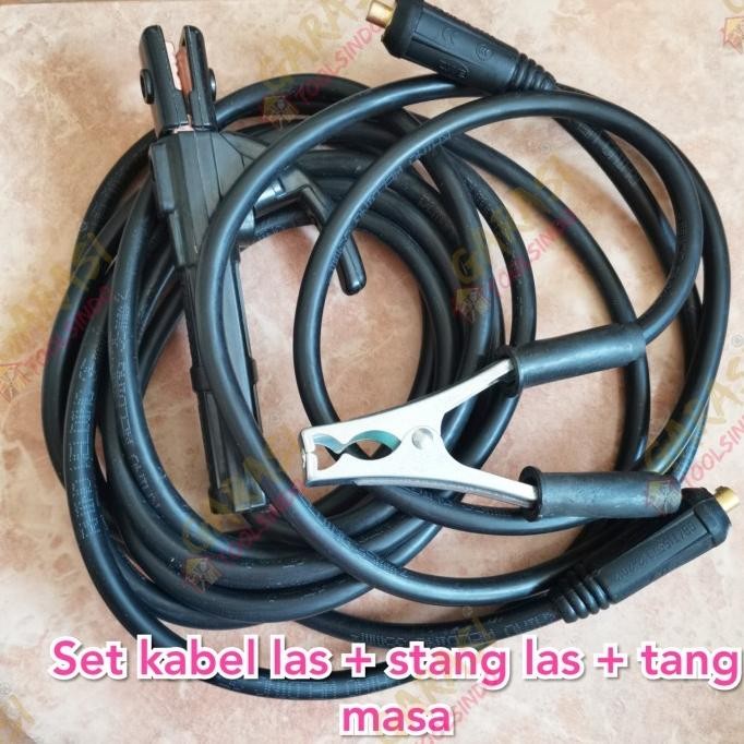 FEVERFEW Komplit kabel las  +  masa kabel 5 meter stang las 200a stang las positif negatif 5 meter
