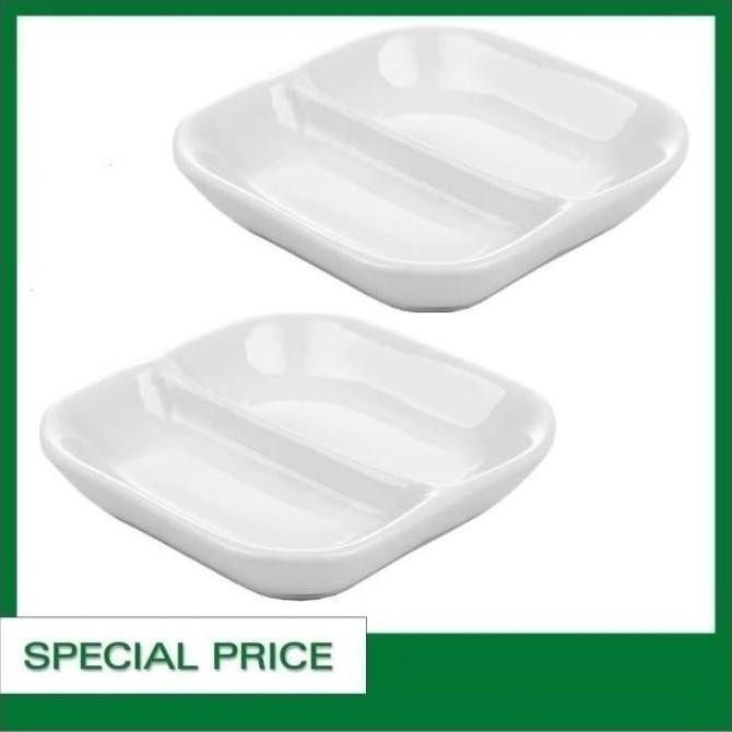 Piring Tempat Sambal Kecap Sekat 2 Keramik Home