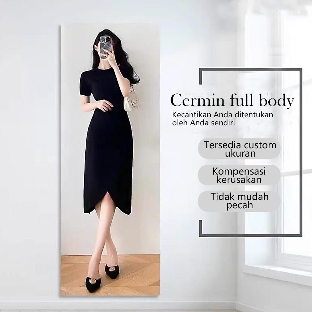 Cermin Akrilik Oval FullBody / Cermin Tempel Dinding Fullbody Dengan Perekat