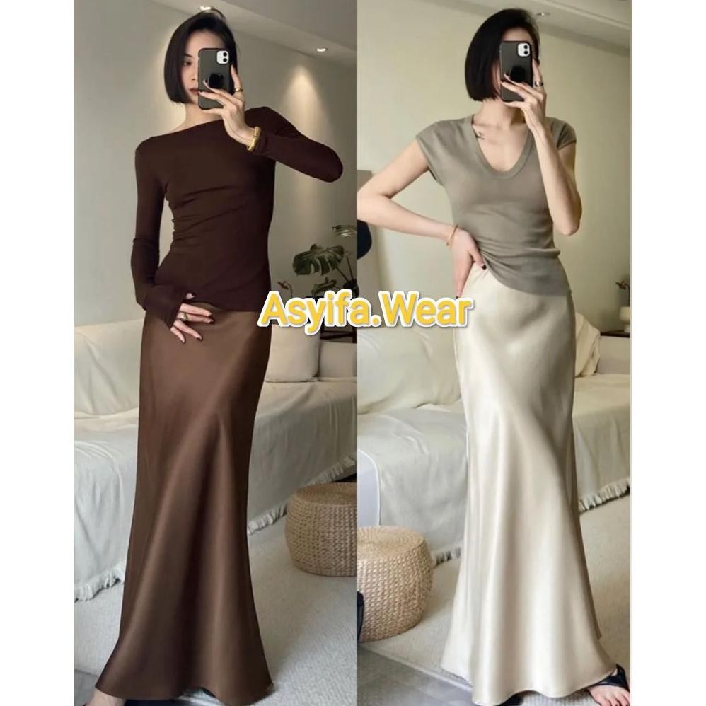 Skirt Rok satin silk premium-rok skirt-satin long skirt-rok A Line Mermaid skirt
