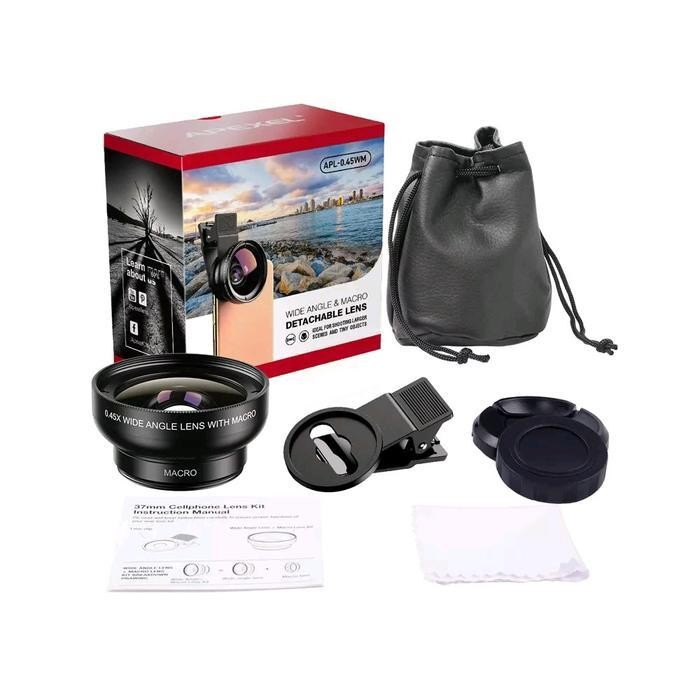 Original Lensa HP Apexel Superwide dan Macro Lensa Wide 0.45x Lensa Super Macro 12.5x Model Penjepit