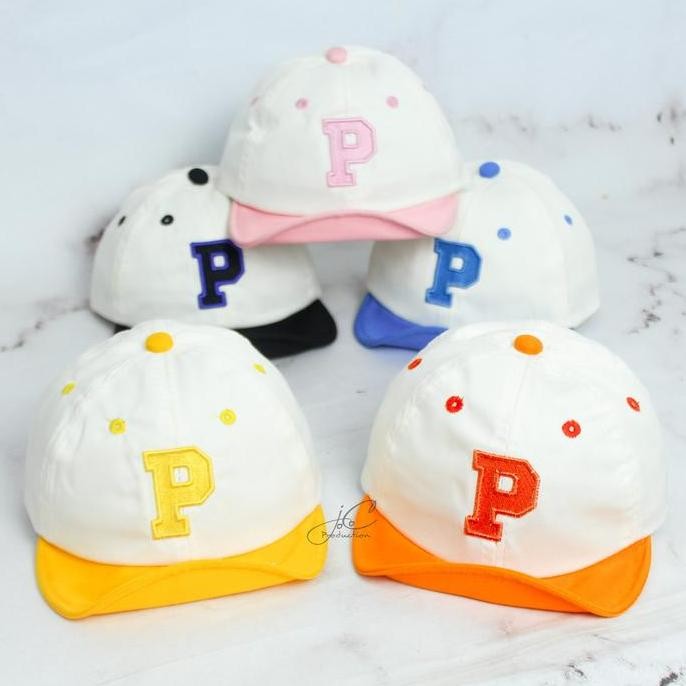 Premium Jocoproduction - Topi Fashion Bayi PET Batita Premium Bordir Huruf P Promo