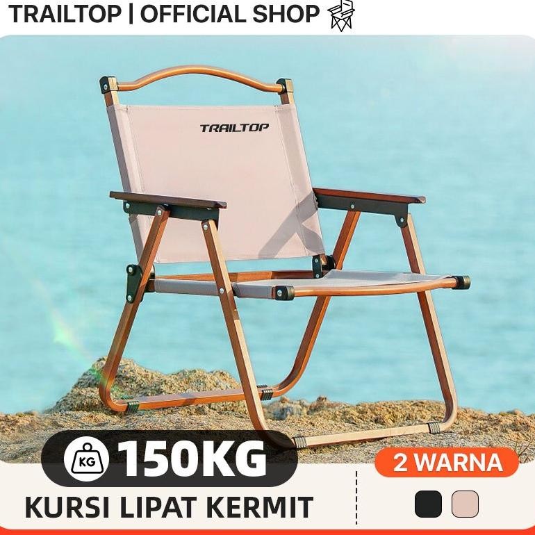 Kursi Lipat Kermit Kursi Pantai Lipat Dengan Gagang Kayu Kursi Camping Beban 150kg