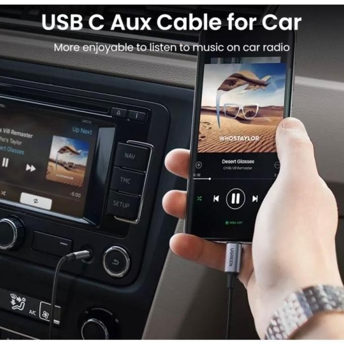 Promo Ugreen Usb Type C Aux Car Audio Converter Dac Chip Music Hp Android Type-C Ke Mobil Headphone 