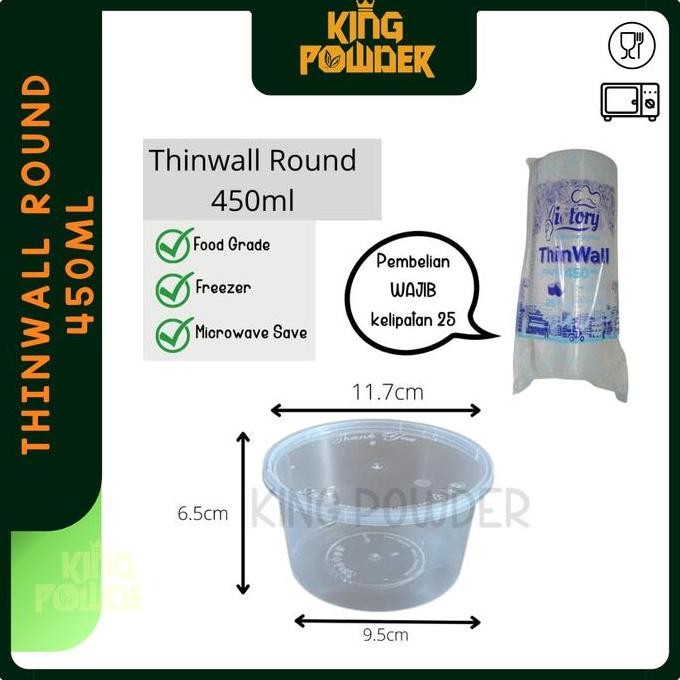 THINWALL ROUND 450ML / THINWALL BULAT 450 ML | TEMPAT MAKAN BULAT