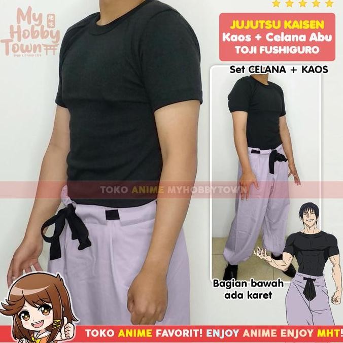 Kostum Cosplay Set Kaos Celana Fushiguro Toji Jujutsu Kaisen Abu Anime