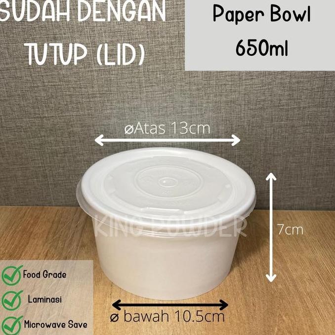 KHUSUSOJOL Paper Bowl 360ml/500/650/800/Rice Bowl/Tempat Nasi/BOWL+LID
