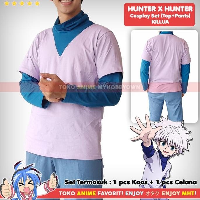 Kostum Anime Set Kaos Celana Hunter X Hunter Killua Zoldyck Cosplay