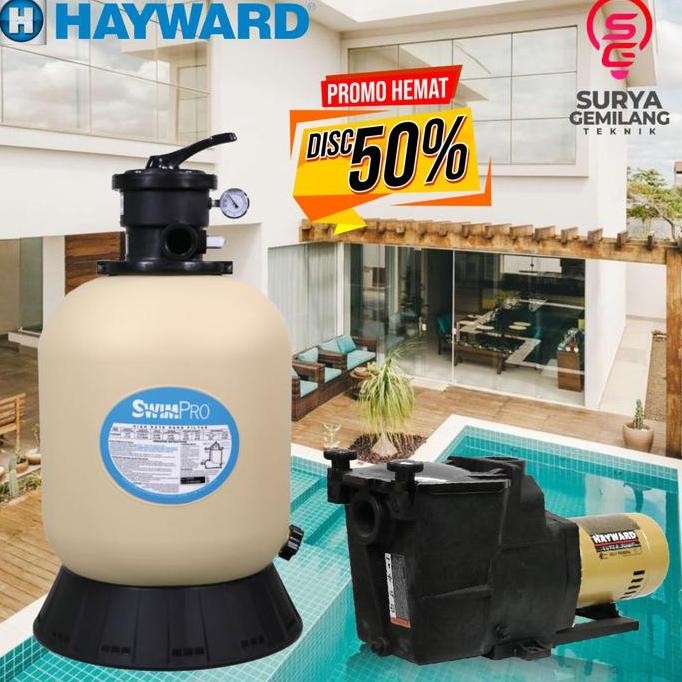 KIKYO- Paket Pompa Kolam Renang Hayward Super pump 1.5HP Sand Filter Hayward