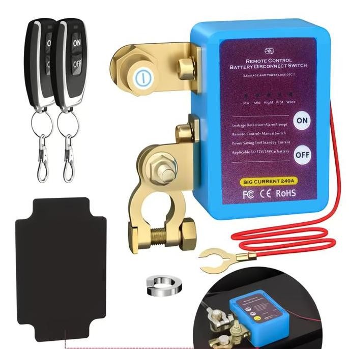 Saklar Pemutus Arus Aki Mobil + Remote Battery Engine Cut On Off Disconnect Switch 12V 24V