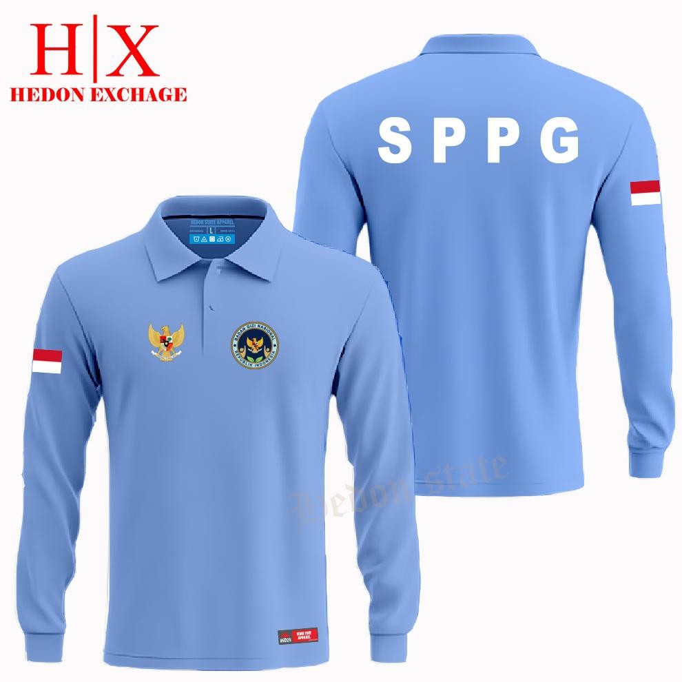 Hedon State - Poloshirt Panjang Badan Gizi Nasional Baju Kerah Seragam Pria Wanita