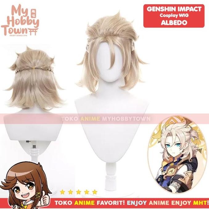 Wig Cosplay Anime Game Genshin Impact Albedo