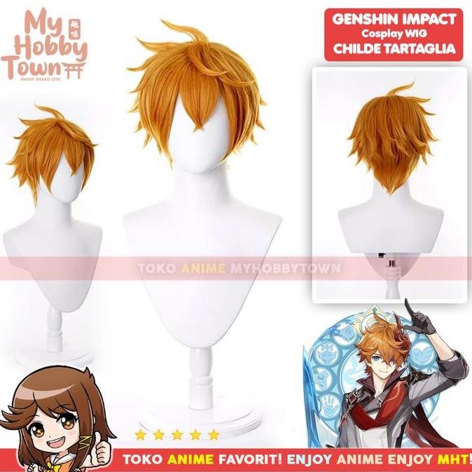 Wig Cosplay Anime Game Genshin Impact Childe Tartaglia Rambut Palsu Fatui