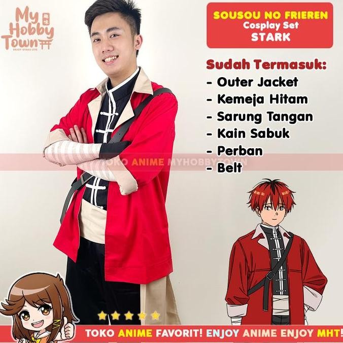 Kostum Cosplay Set Stark Karakter Anime Sousou no Frieren Jaket Rompi