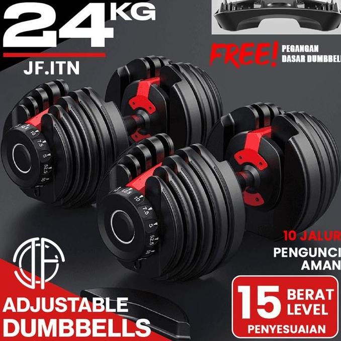 WONDERWEISS- Adjustable Dumbell Barbell 2.5-24 KG Dumbell Barbel Fitness Alat Fitness Set Peralatan