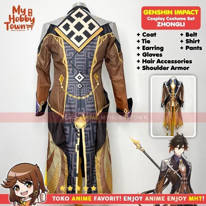 Kostum Cosplay Anime Game Genshin Impact Zhongli
