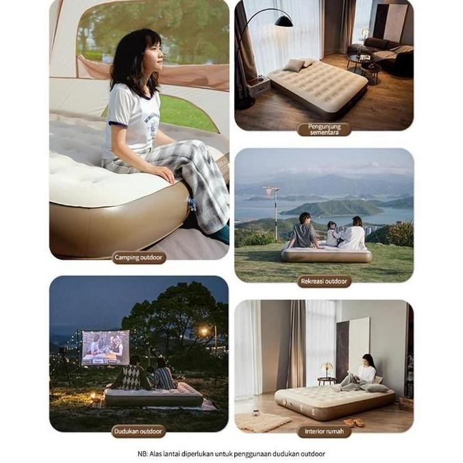 WONDERWEISS- 200*180*25CM Kasur sofa tiup/pompa pengisian listrik kasur besar/kasur berkemah portabe