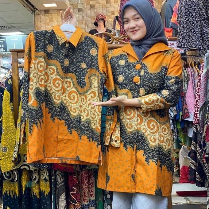 Promo BAJU BATIK WANITA TUNIK PASANGAN BAHAN KATUN MOTIV CINCIN ORANGE Motif Atasan COD
