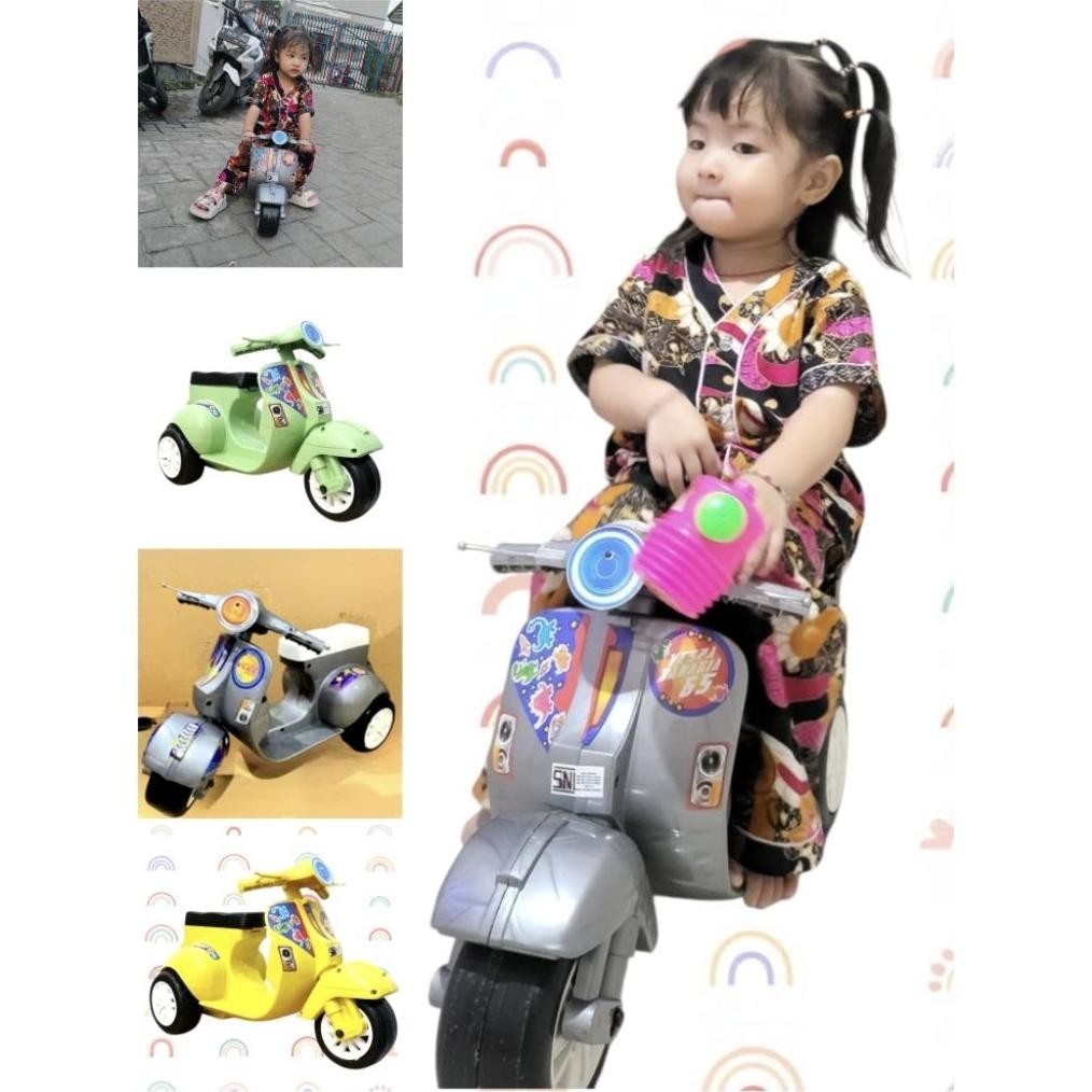 Mainan Motor vespa ada 3 music dan lampu buat anak kecil paling cocok