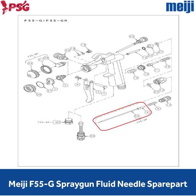 Promo Meiji F55-G Spraygun Fluid Needle Sparepart Cod