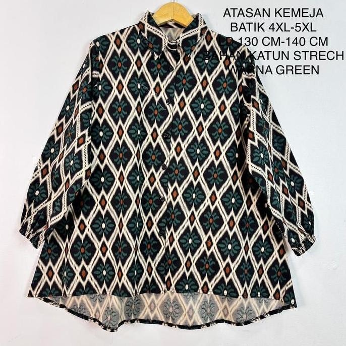 Promo Atasan Batik Jumbo Wanita Motif Tenun Ld 130-140 Cm Model Terbaru Bahan Katun Strech COD