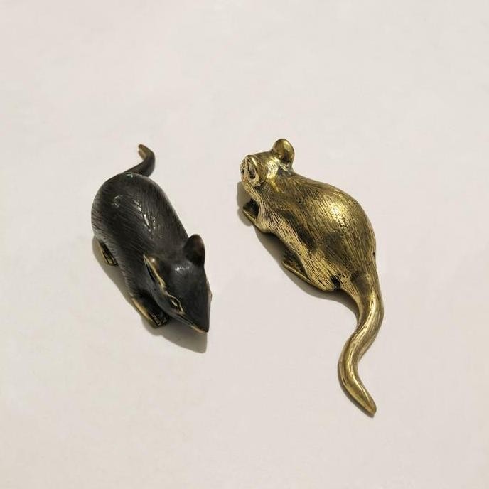 TERBARU - Patung Shio Tikus Logam Kuningan Mouse Brass Statue Pajangan Hiasan