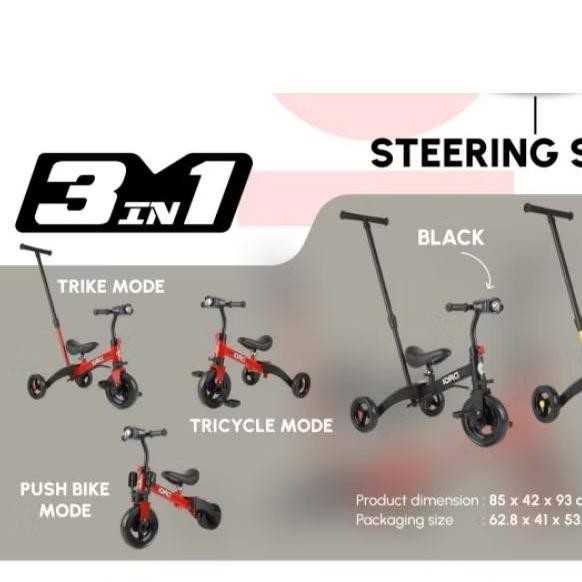 Mainan Dorong Sepeda Roda 3 Anak 2 3 4 5 tahun Sepeda Balancebike 3 in 1