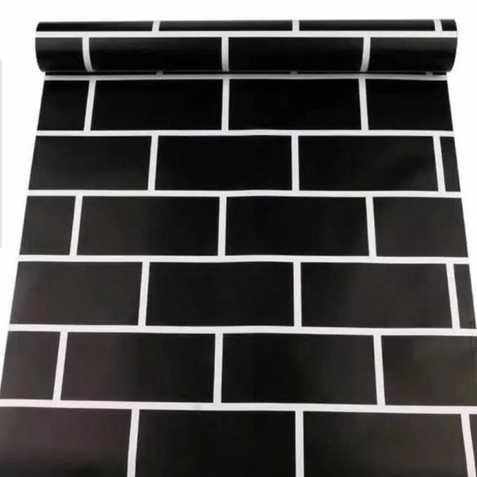 DF264>> Wallpaper Dinding Motif Bata Hitam Wallpaper Dinding Kamar Wallpaper Stiker Dinding Batu Bat