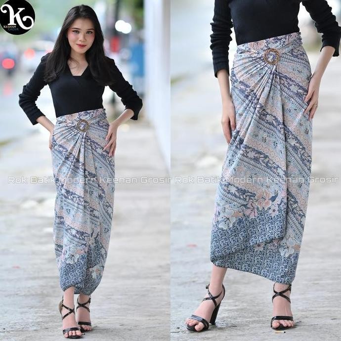 Promo Rok lilit batik kain tali panjang Rok Batik wanita modern kekinian Keenan Grosir COD