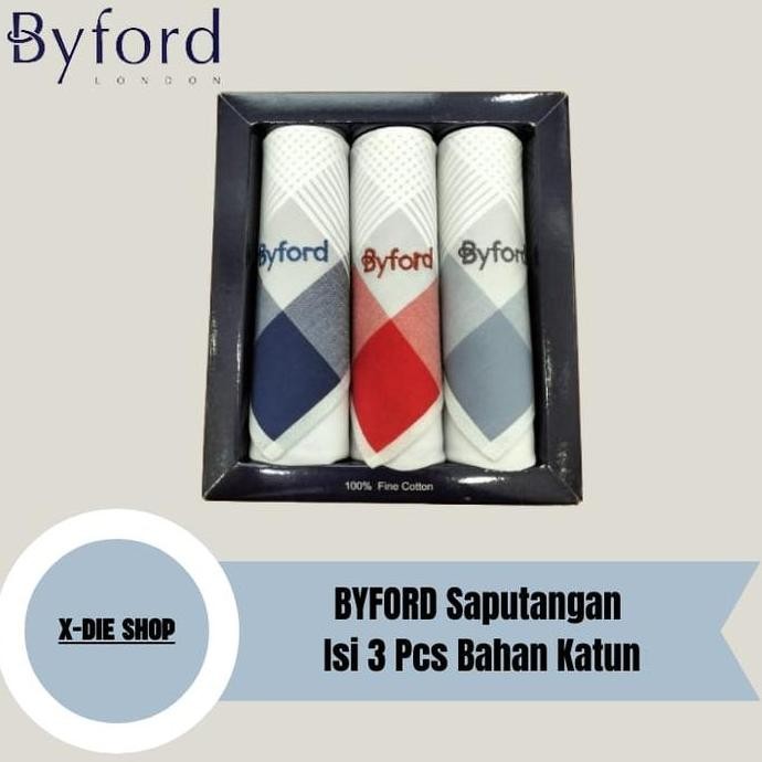 Saputangan Byford Isi 3 Pcs Katun Sapu Tangan Handkerchiefs X03