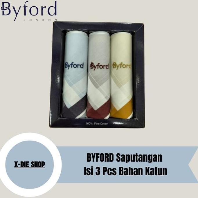 Saputangan Byford Isi 3 Pcs Katun Sapu Tangan Handkerchiefs X02