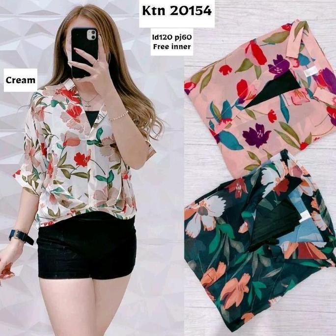 BLOUSE SIFON FREE INNER WANITA|ATASAN 2IN1|ATASAN KEKINIAN|BLOUSE BUNGA|BLOUSE POLOS
