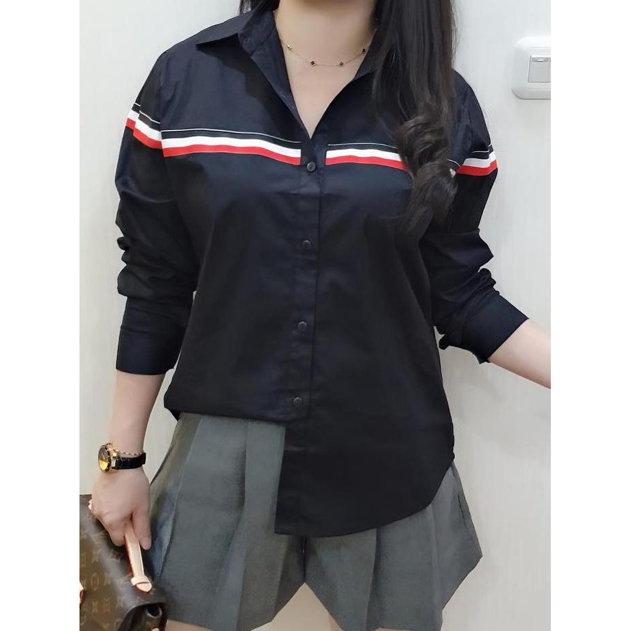 Promo Kemeja Wanita Putih Casual Cotton Stretch Lengan Panjang Kemeja Korea Kemeja Putih Hitam Baju 