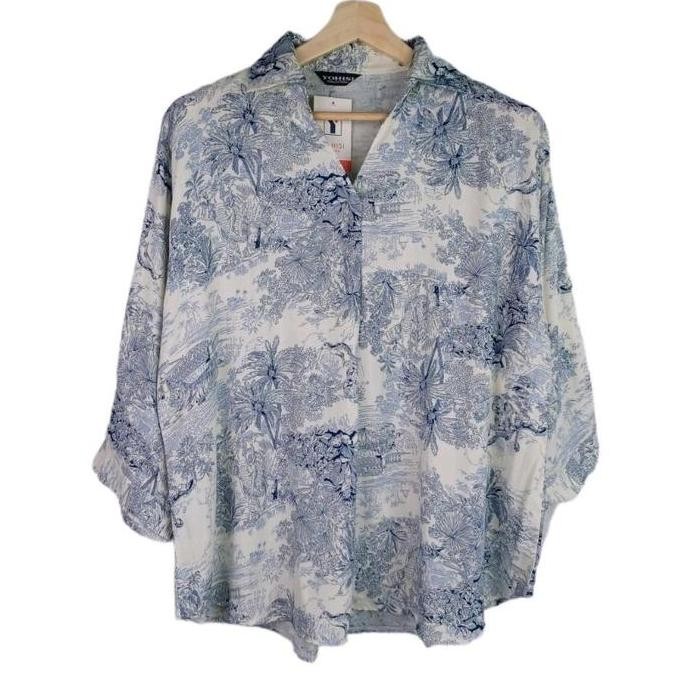 Promo Atasan Blus V Neck Branded Rayon Dio wanita jumbo Big Size 5XL LD 130 cm V-Neck 4256# Oversize